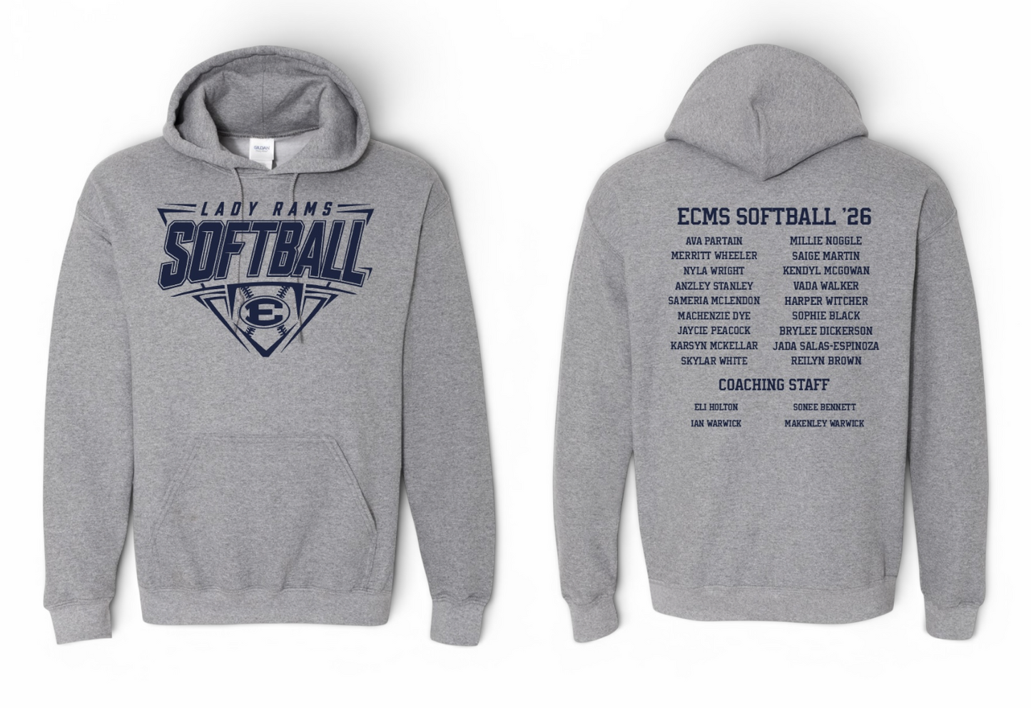 ECMS Softball Hoodie (Names on Back)