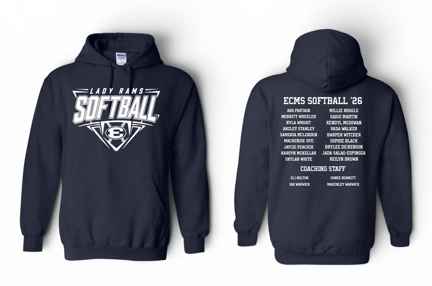 ECMS Softball Hoodie (Names on Back)